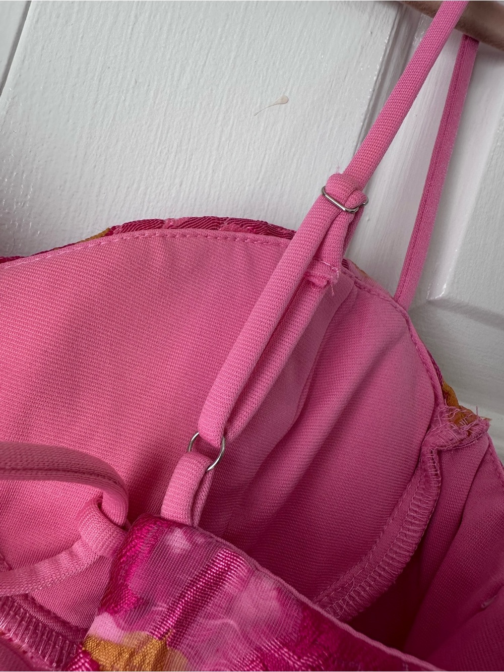 Lulus / B. Right Flirtatious Composure Pink Jacquard Lace-Up Bustier Mini Dress - Picture 9 of 13